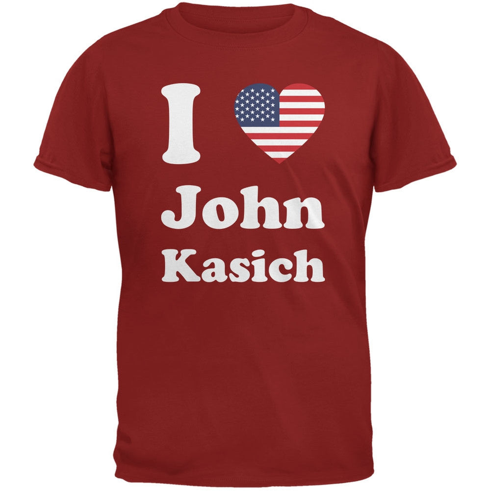 Election 2016 I Heart John Kasich Cardinal Red Adult T-Shirt Men's T-Shirts Old Glory 2XL Red 