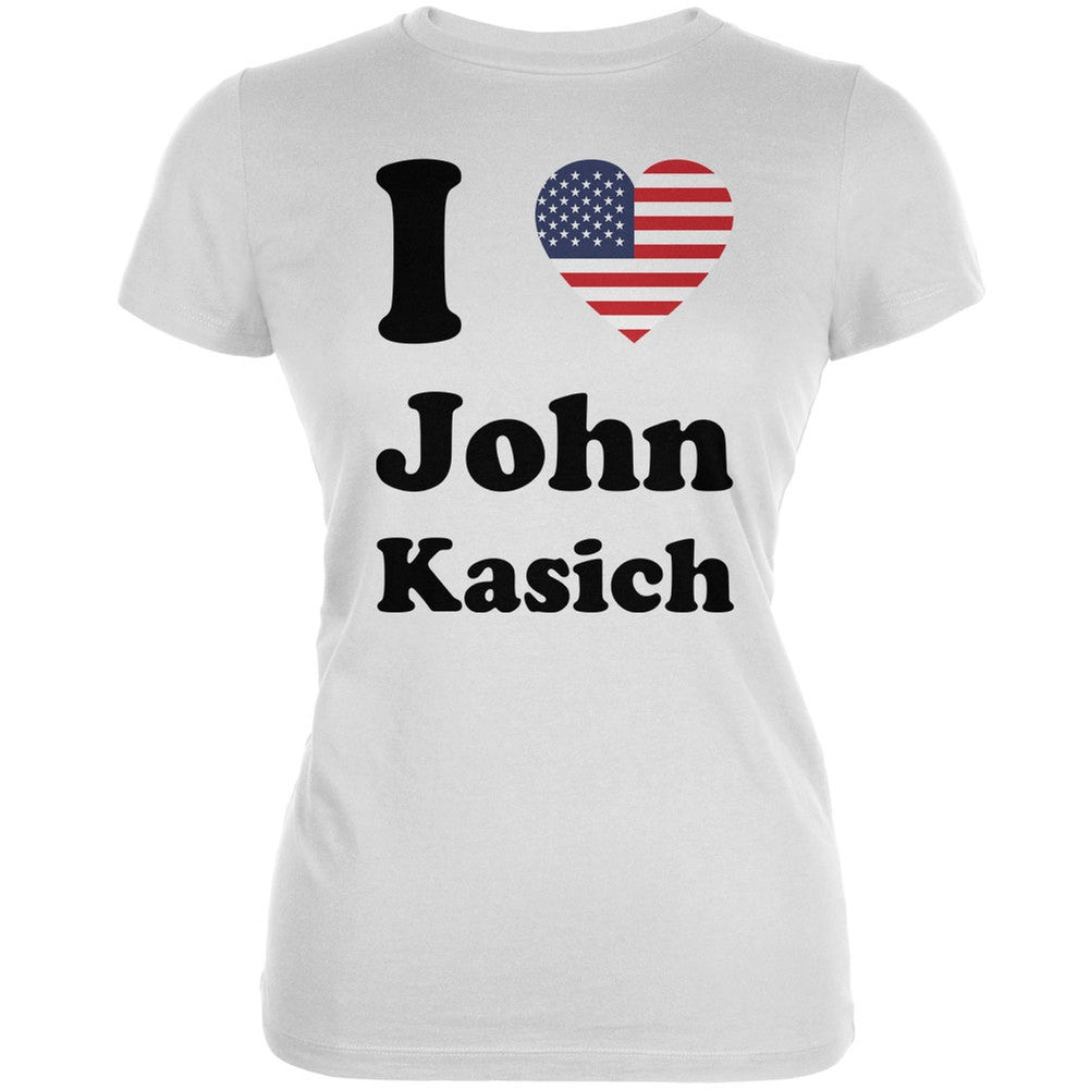 Election 2016 I Heart John Kasich White Juniors Soft T-Shirt Juniors T-Shirts Old Glory 2XL White 