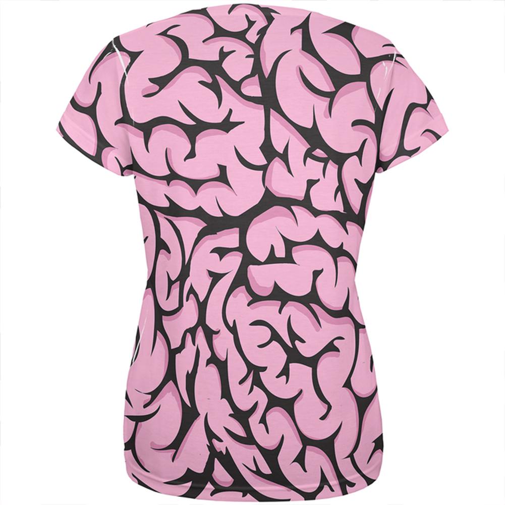 Halloween Pink Brains All Over Womens T-Shirt Women's T-Shirts Old Glory   