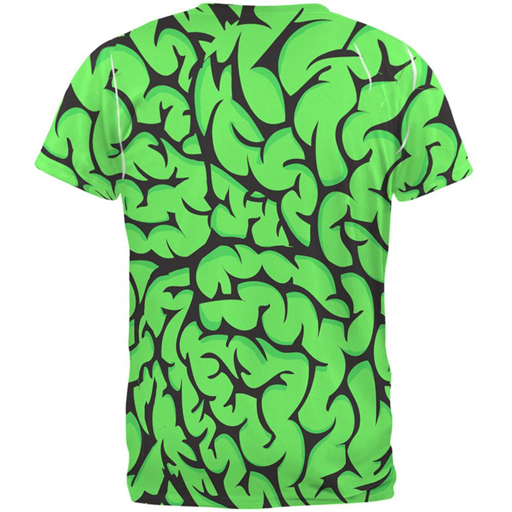 Halloween Green Brains All Over Adult T-Shirt Men's T-Shirts Old Glory   