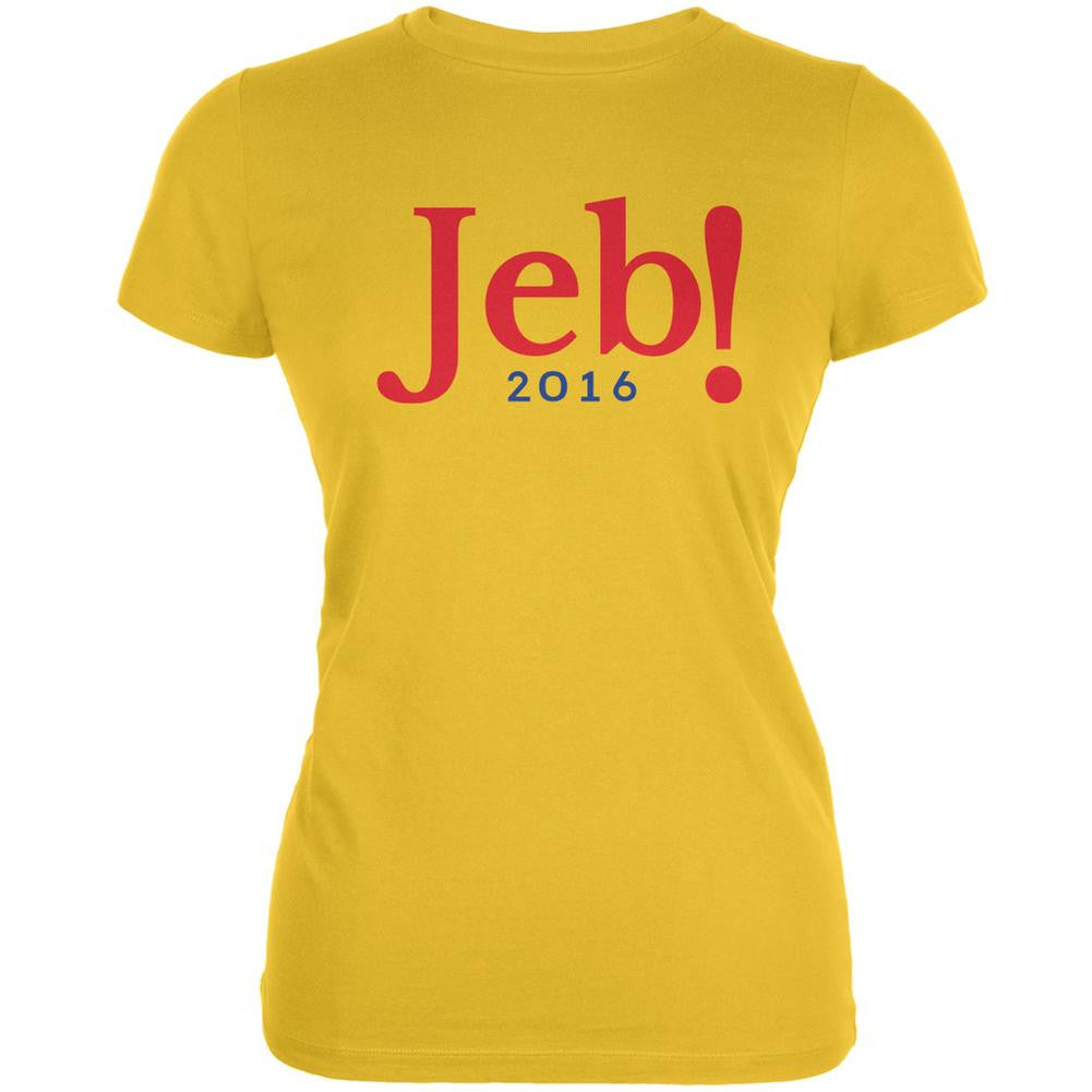 Election 2016 Jeb Bush Jeb! 2016 Bright Yellow Juniors Soft T-Shirt Juniors T-Shirts Old Glory 2XL Yellow 