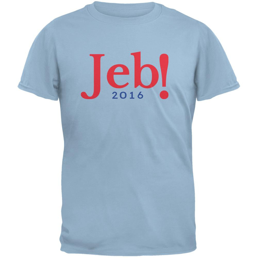 Election 2016 Jeb Bush Jeb! 2016 Light Blue Adult T-Shirt Men's T-Shirts Old Glory 2XL Blue 