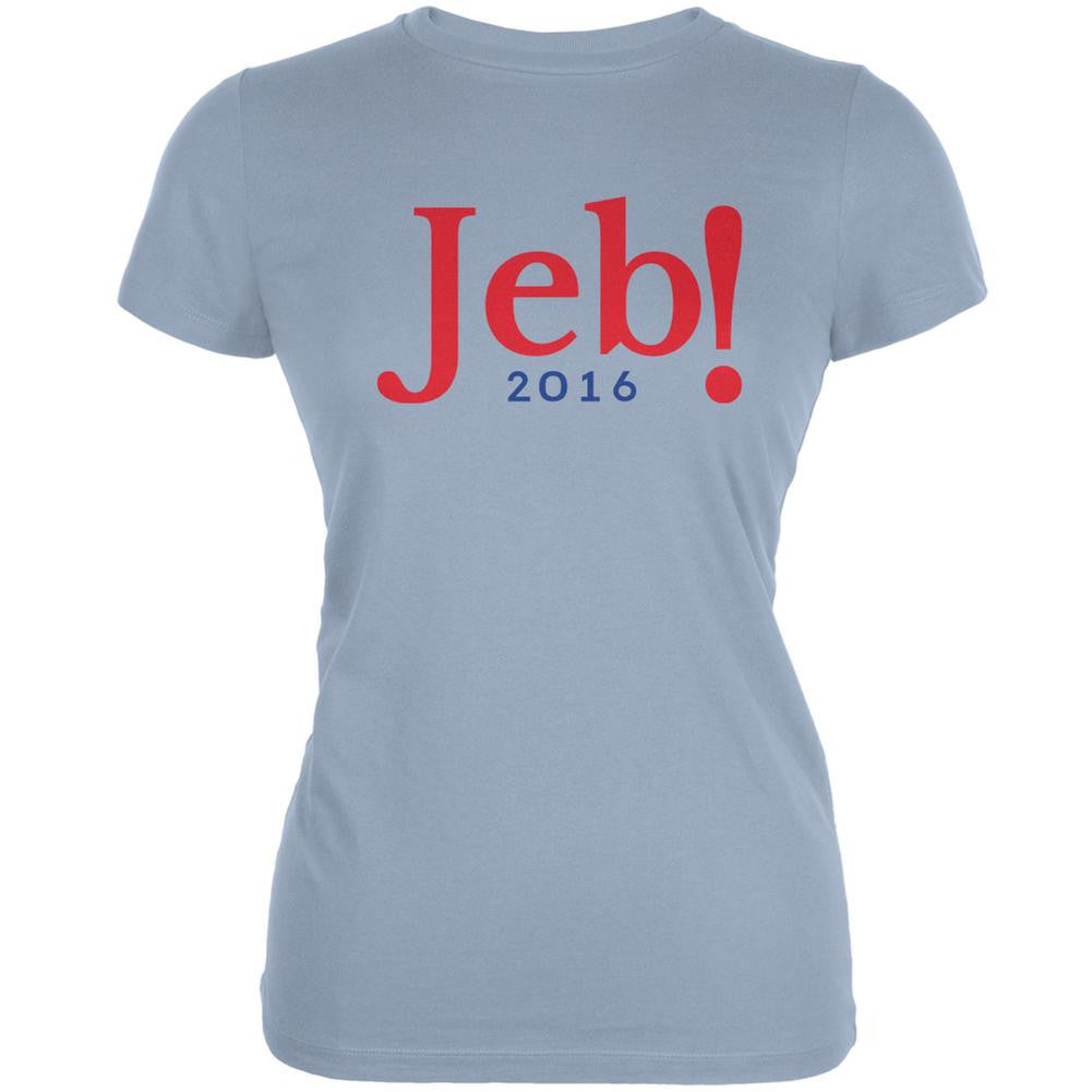 Election 2016 Jeb Bush Jeb! 2016 Light Blue Juniors Soft T-Shirt Juniors T-Shirts Old Glory 2XL Blue 