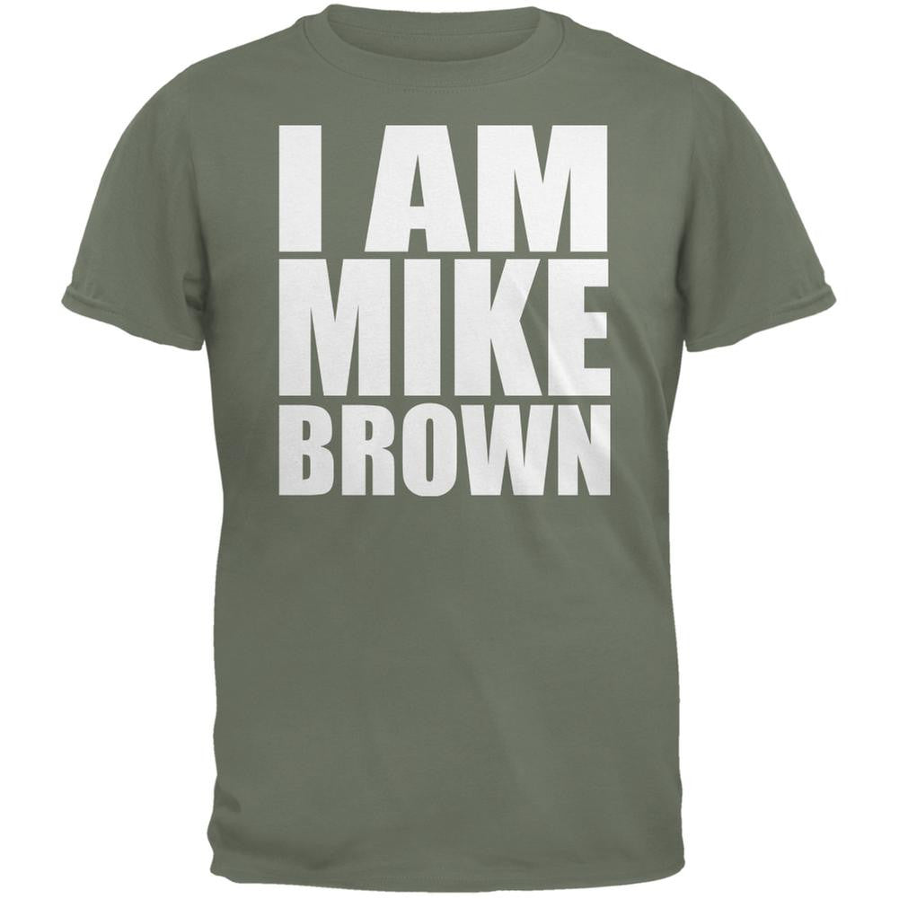 Ferguson I Am Mike Brown Military Green Adult T-Shirt Men's T-Shirts Old Glory 2XL Green 