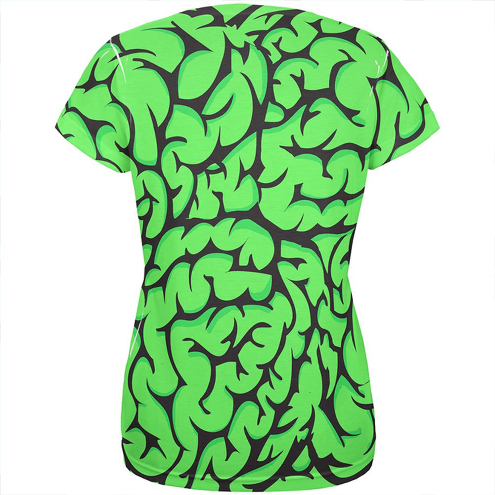 Halloween Green Brains All Over Womens T-Shirt Women's T-Shirts Old Glory   