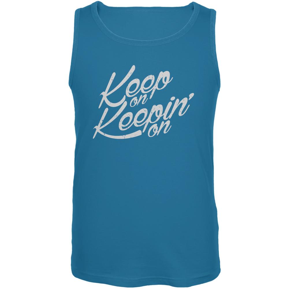 Keep On Keepin On Turquoise Adult Tank Top Men's Tank Tops Old Glory LG Blue 