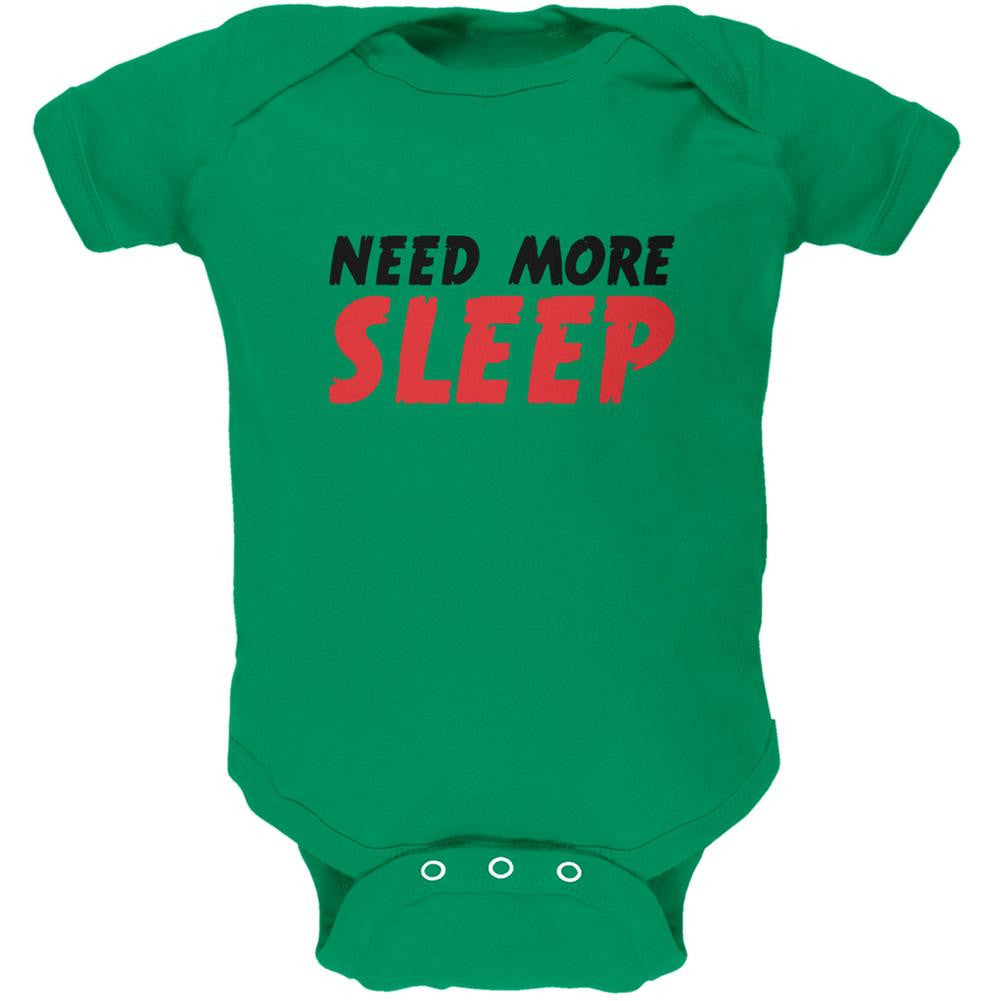 Need More Sleep Kelly Green Soft Baby One Piece Baby One Piece Old Glory 0-3M Green 