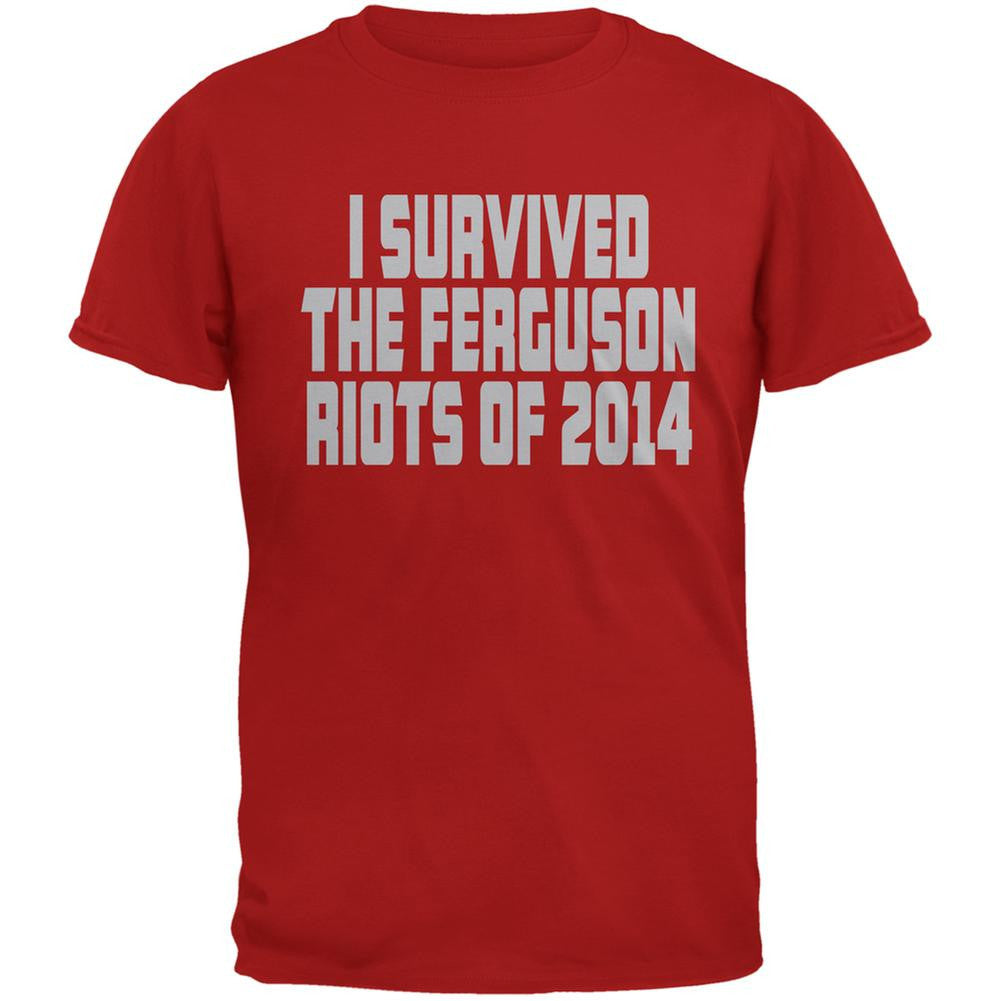 Ferguson I Survived The Riot 2014 Red Adult T-Shirt Men's T-Shirts Old Glory 2XL Red 