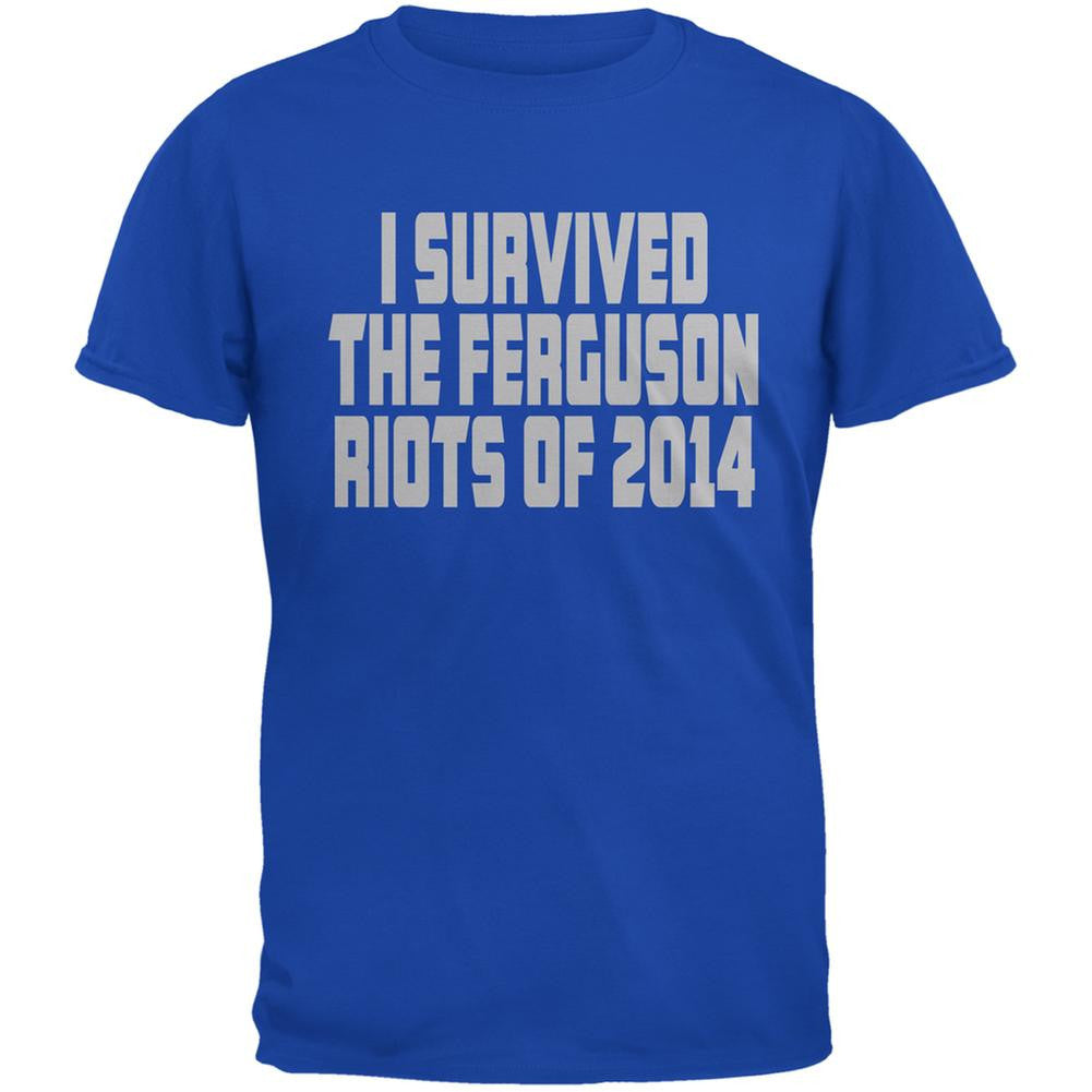 Ferguson I Survived The Riot 2014 Royal Adult T-Shirt Men's T-Shirts Old Glory 2XL Blue 