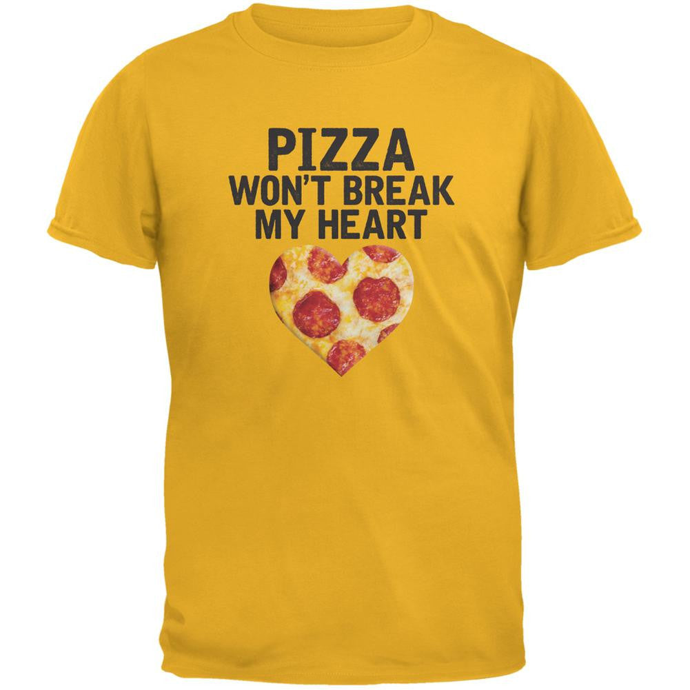 Pizza Won't Break My Heart Gold Adult T-Shirt Men's T-Shirts Old Glory 2XL Yellow 