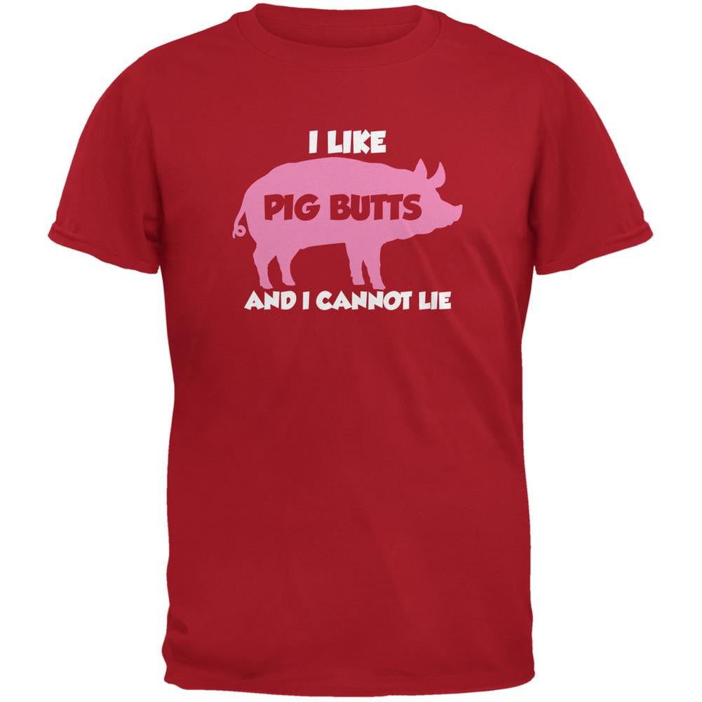 I Like Pig Butts And I Cannot Lie Red Adult T-Shirt Men's T-Shirts Old Glory 2XL Red 