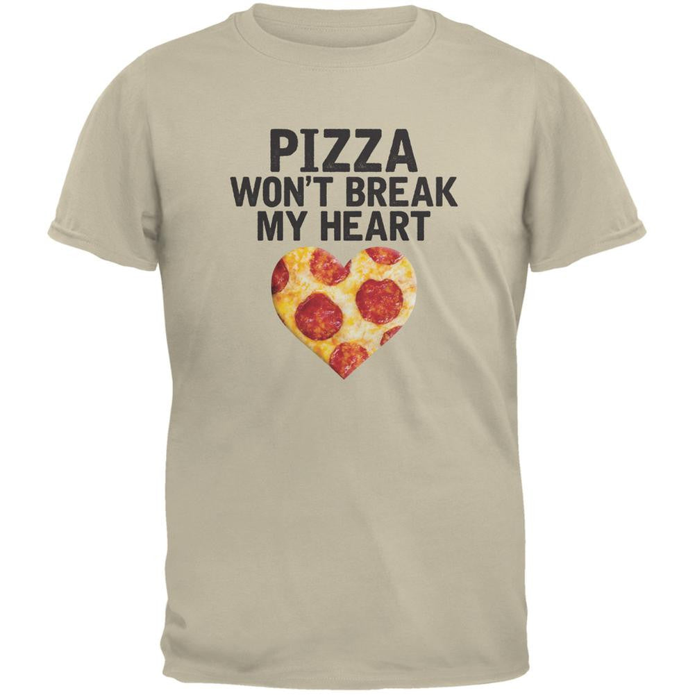 Pizza Won't Break My Heart Sand Adult T-Shirt Men's T-Shirts Old Glory 2XL Beige 