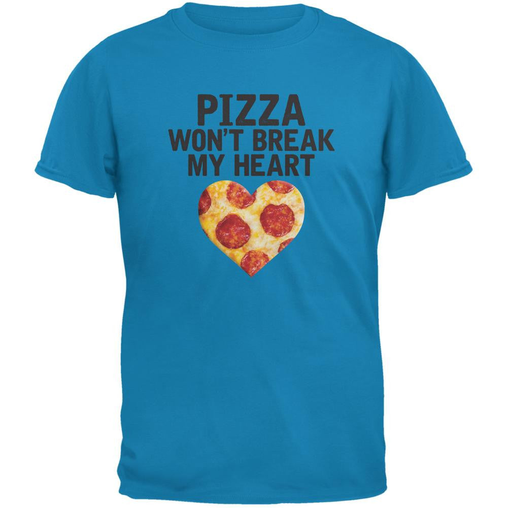 Pizza Won't Break My Heart Sapphire Blue Adult T-Shirt Men's T-Shirts Old Glory 2XL Blue 