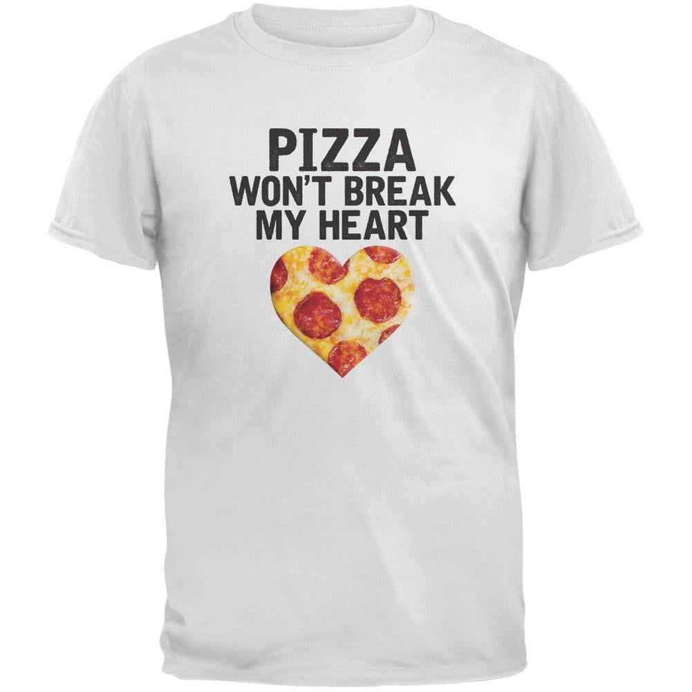 Pizza Won't Break My Heart White Adult T-Shirt Men's T-Shirts Old Glory 2XL White 