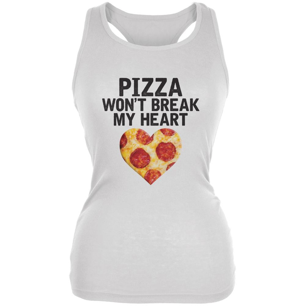 Pizza Won't Break My Heart White Juniors Soft Tank Top Juniors Tank Tops Old Glory 2XL White 