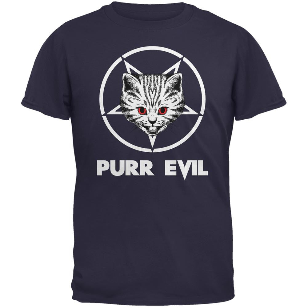 Purr Evil Navy Adult T-Shirt Men's T-Shirts Old Glory 2XL Blue 