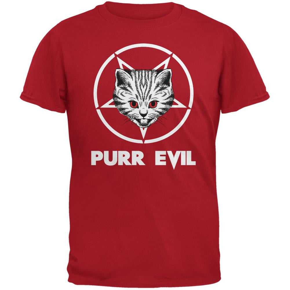 Purr Evil Red Adult T-Shirt Men's T-Shirts Old Glory 2XL Red 