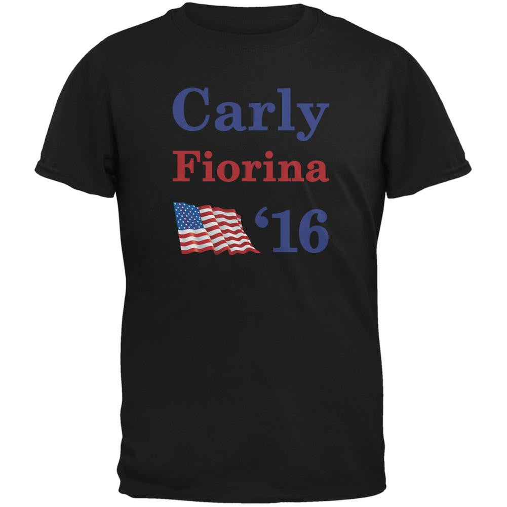 Election 2016 16 Flag Carly Fiorina Black Adult T-Shirt Men's T-Shirts Old Glory 2XL Black 