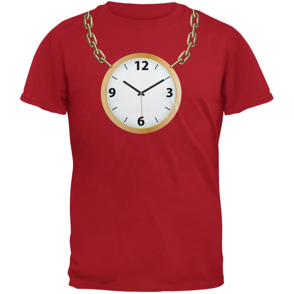 Clock Necklace Red Adult T-Shirt Men's T-Shirts Old Glory 2XL Red 