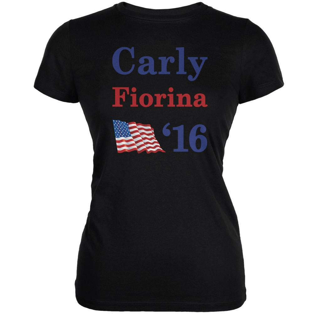 Election 2016 16 Flag Carly Fiorina Black Juniors Soft T-Shirt Juniors T-Shirts Old Glory 2XL Black 