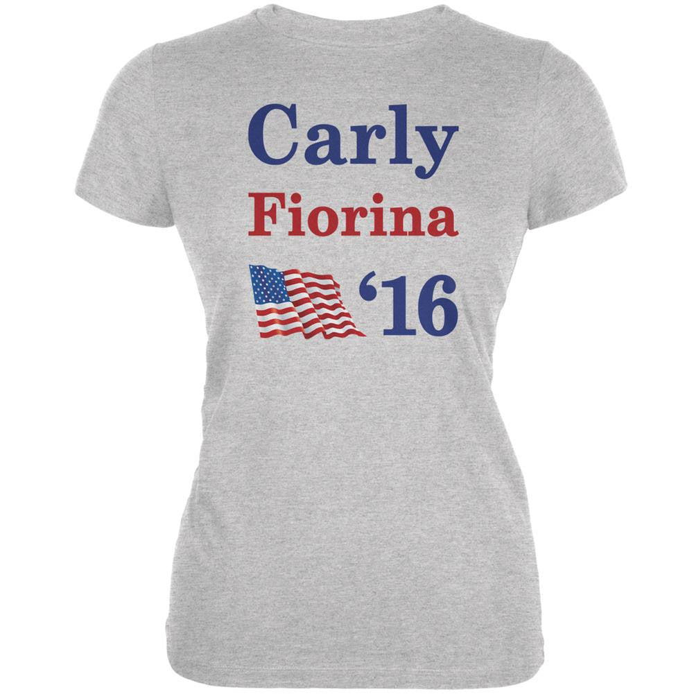 Election 2016 16 Flag Carly Fiorina Heather Grey Juniors Soft T-Shirt Juniors T-Shirts Old Glory 2XL Grey 