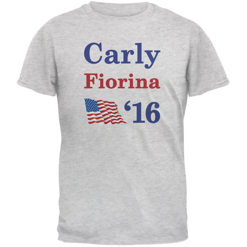 Election 2016 16 Flag Carly Fiorina Light Heather Grey Adult T-Shirt Men's T-Shirts Old Glory 2XL Grey 