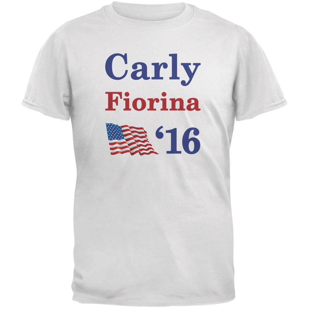 Election 2016 16 Flag Carly Fiorina White Adult T-Shirt Men's T-Shirts Old Glory 2XL White 