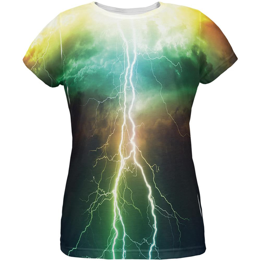 Colorful Lightning All Over Womens T-Shirt Women's T-Shirts Old Glory 2XL Multi 