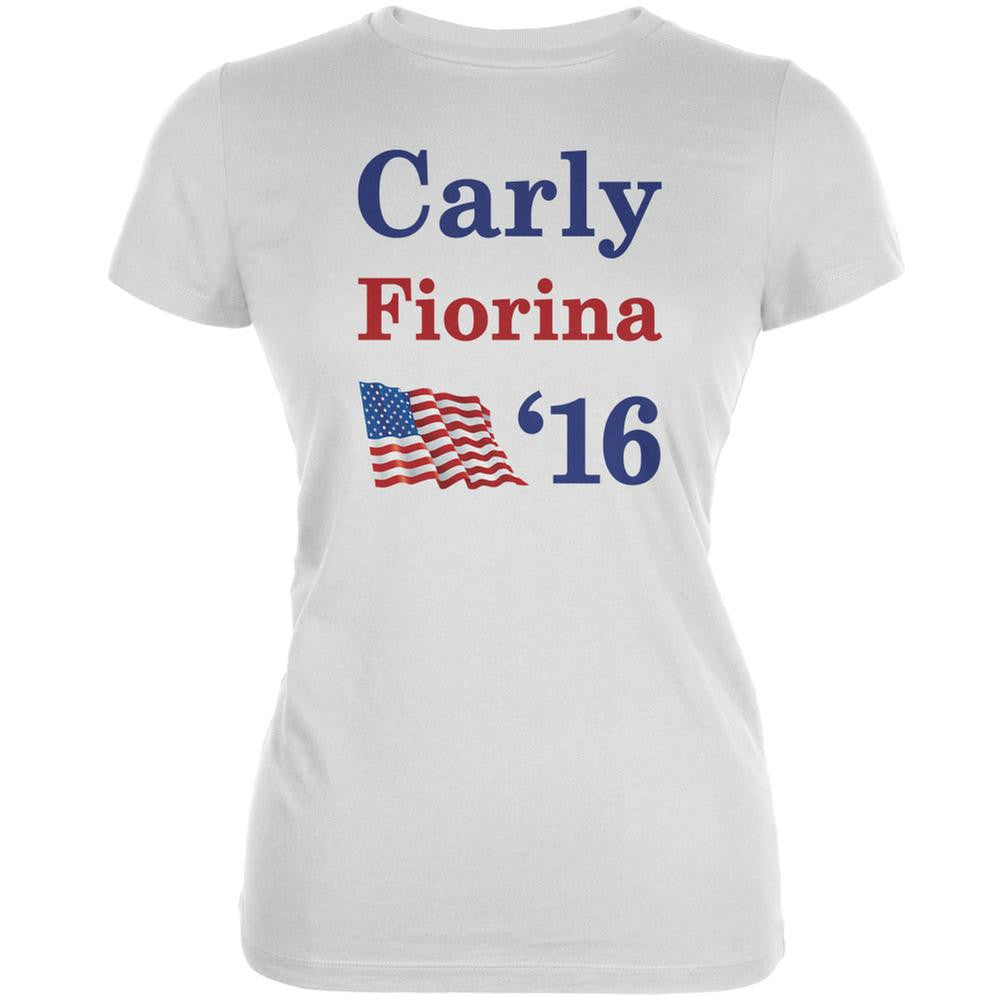 Election 2016 16 Flag Carly Fiorina White Juniors Soft T-Shirt Juniors T-Shirts Old Glory 2XL White 