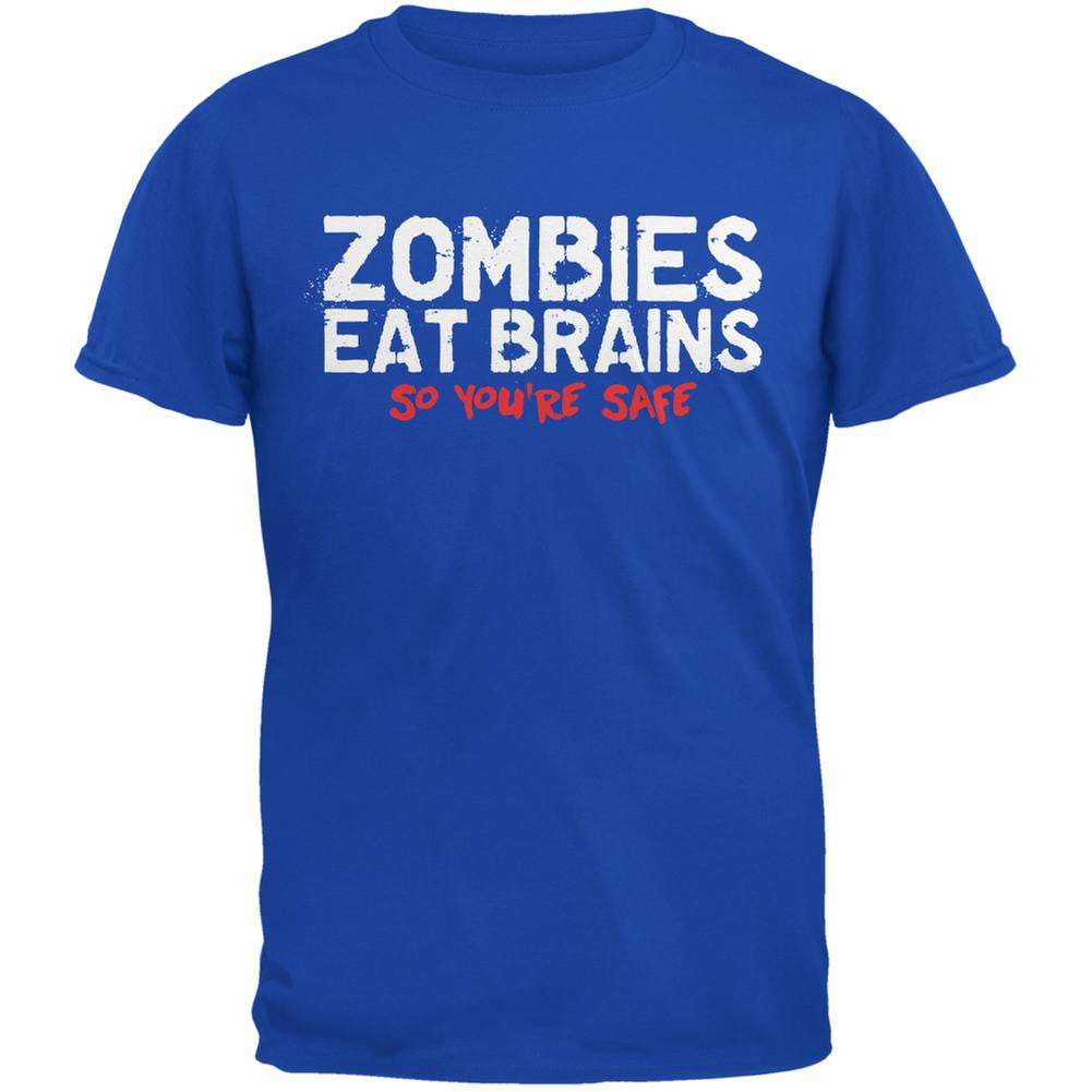 Zombies Eat Brains So You're Safe Royal Adult T-Shirt Men's T-Shirts Old Glory 2XL Blue 