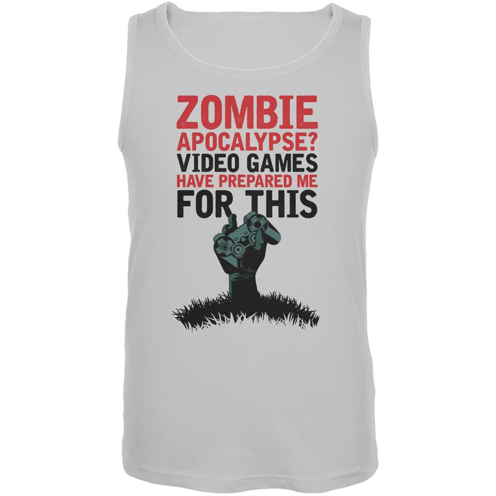 Zombie Apocalypse? Video Games Have Prepared Me White Adult Tank Top Men's Tank Tops Old Glory 2XL White 