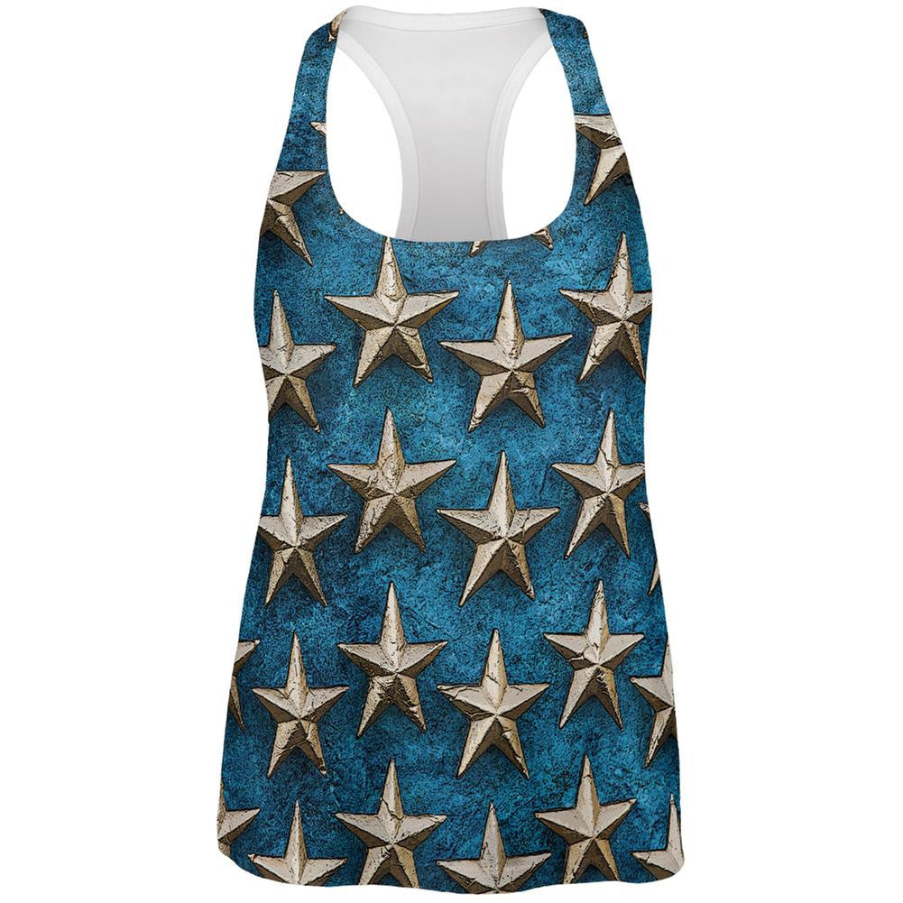 Metal Stars All Over Womens Racerback Tank Top Juniors Tank Tops Old Glory 2XL Multi 