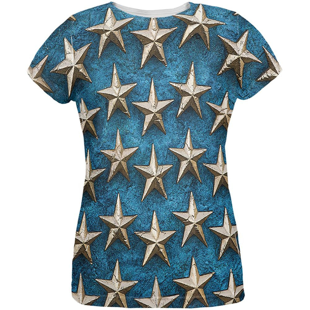 Metal Stars All Over Womens T-Shirt Women's T-Shirts Old Glory 2XL Multi 