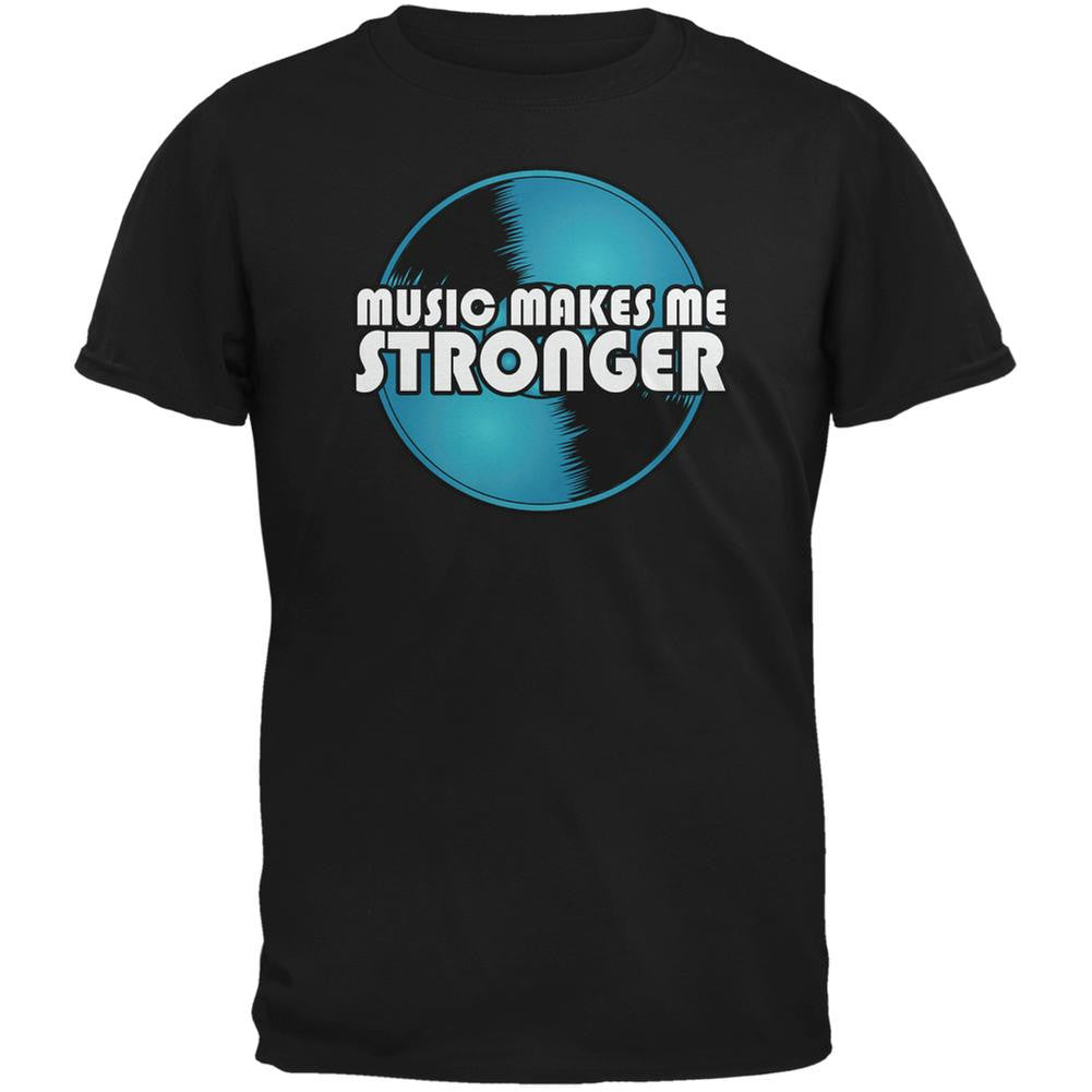 Music Makes Me Stronger Black Adult T-Shirt Men's T-Shirts Old Glory 2XL Black 