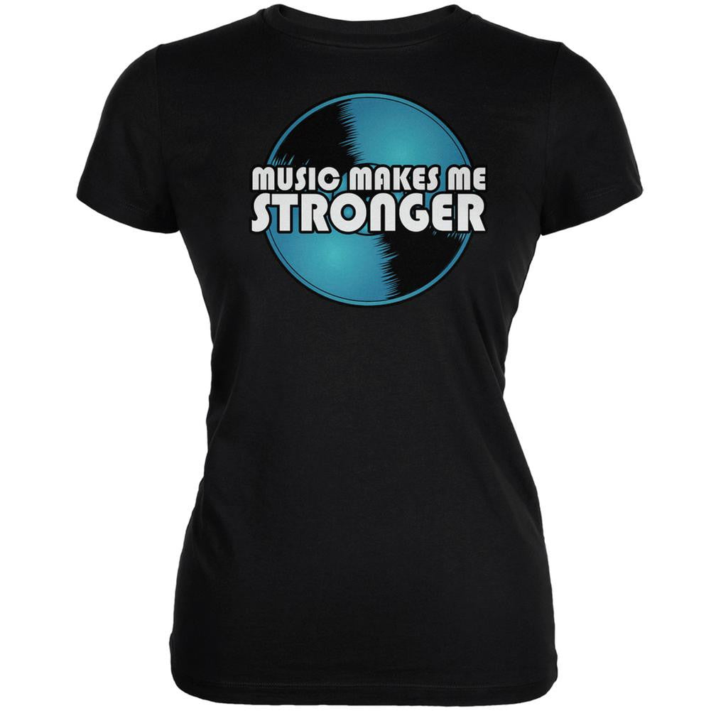 Music Makes Me Stronger Black Juniors Soft T-Shirt Juniors T-Shirts Old Glory 2XL Black 