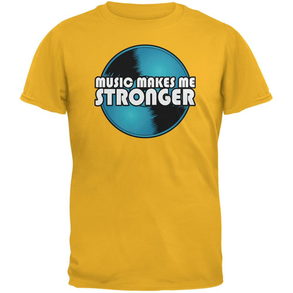 Music Makes Me Stronger Gold Adult T-Shirt Men's T-Shirts Old Glory 2XL Yellow 