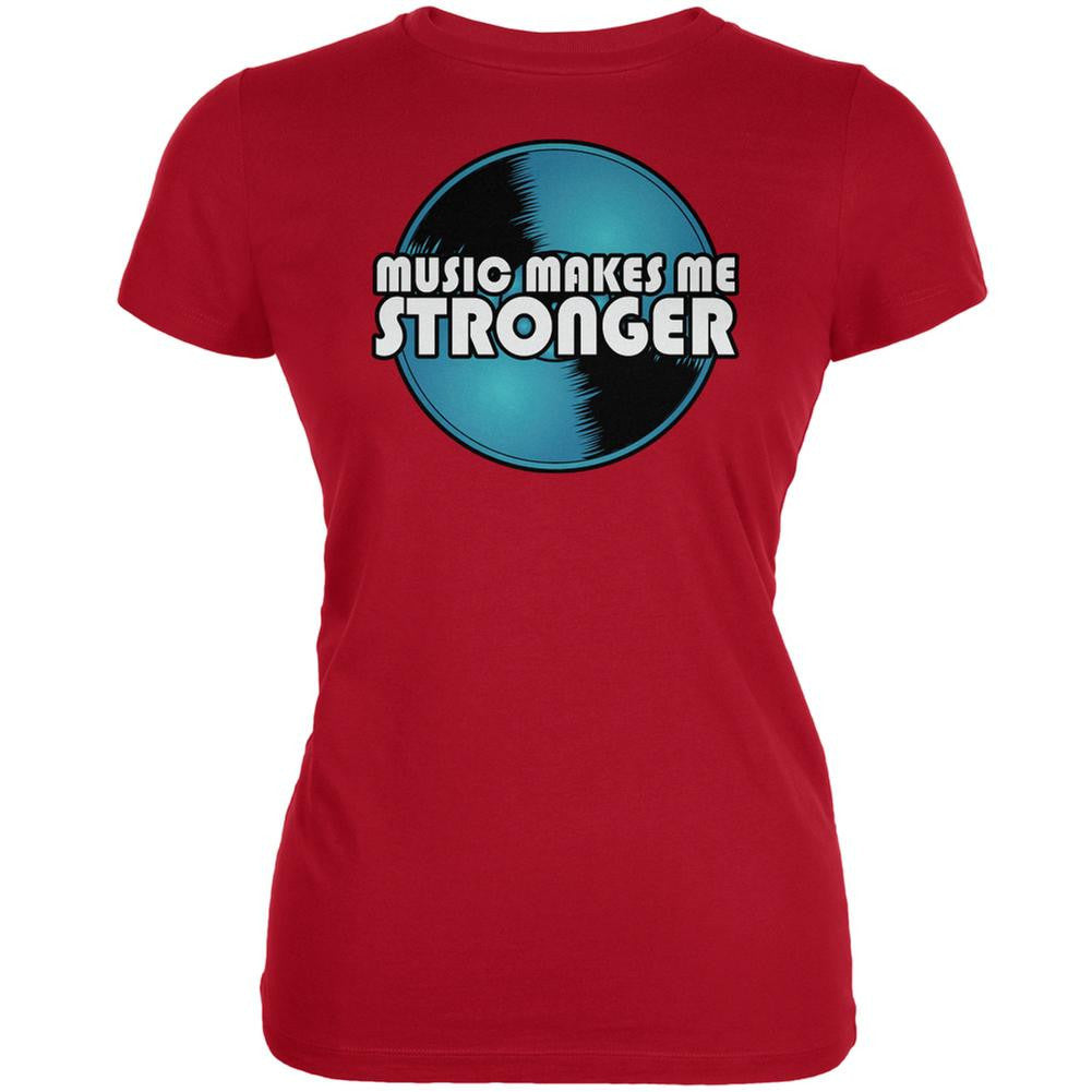 Music Makes Me Stronger Red Juniors Soft T-Shirt Juniors T-Shirts Old Glory 2XL Red 