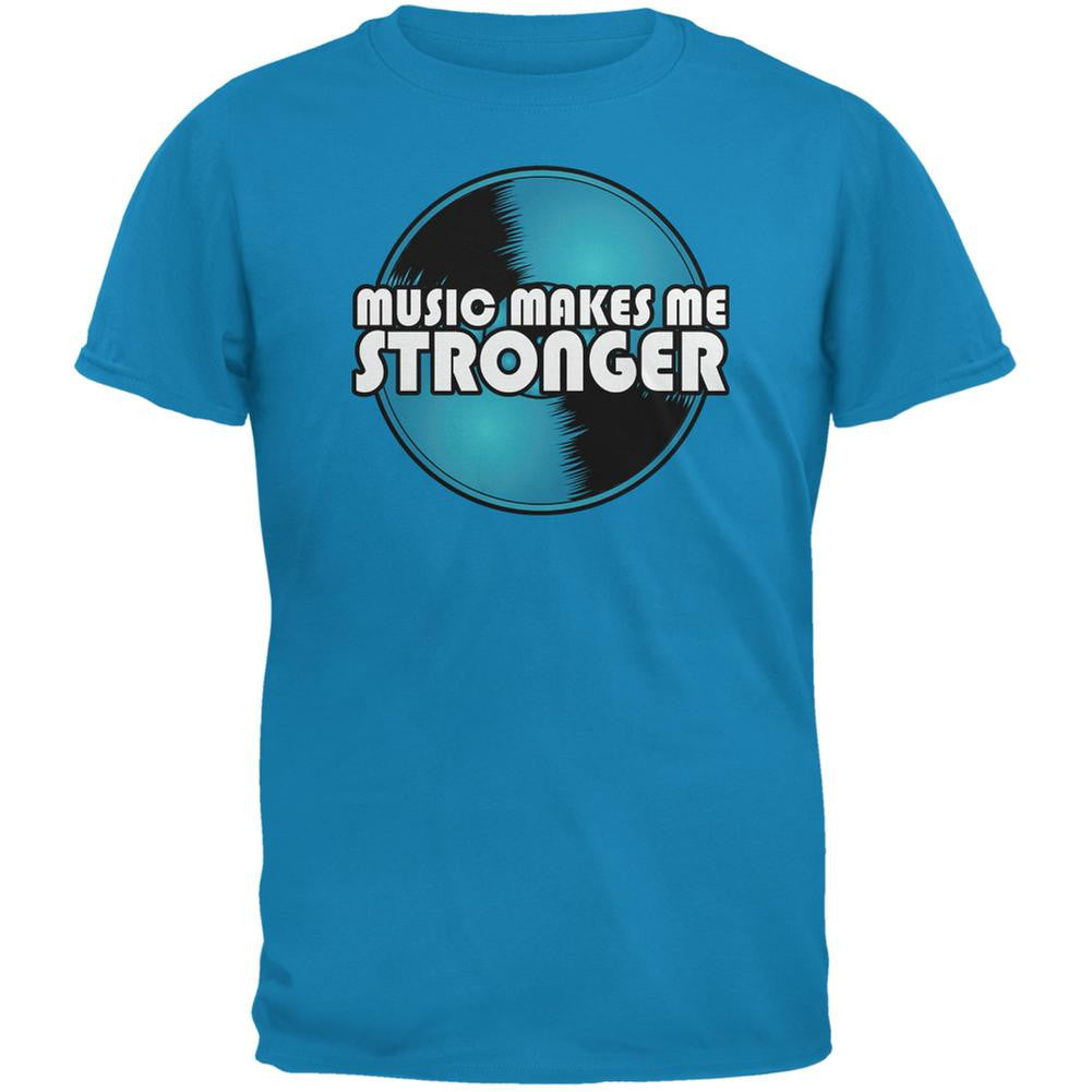 Music Makes Me Stronger Sapphire Blue Adult T-Shirt Men's T-Shirts Old Glory 2XL Blue 