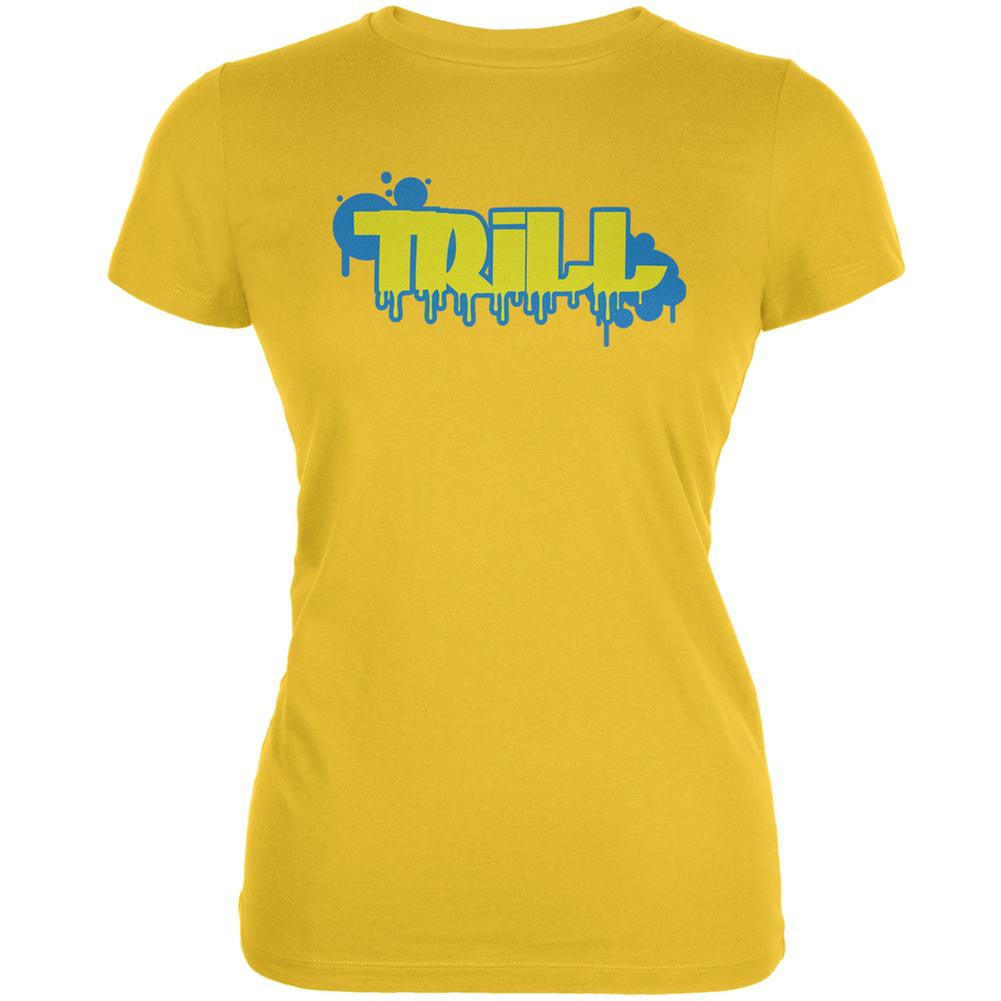 Trill Graffiti Bright Yellow Juniors Soft T-Shirt Juniors T-Shirts Old Glory 2XL Yellow 