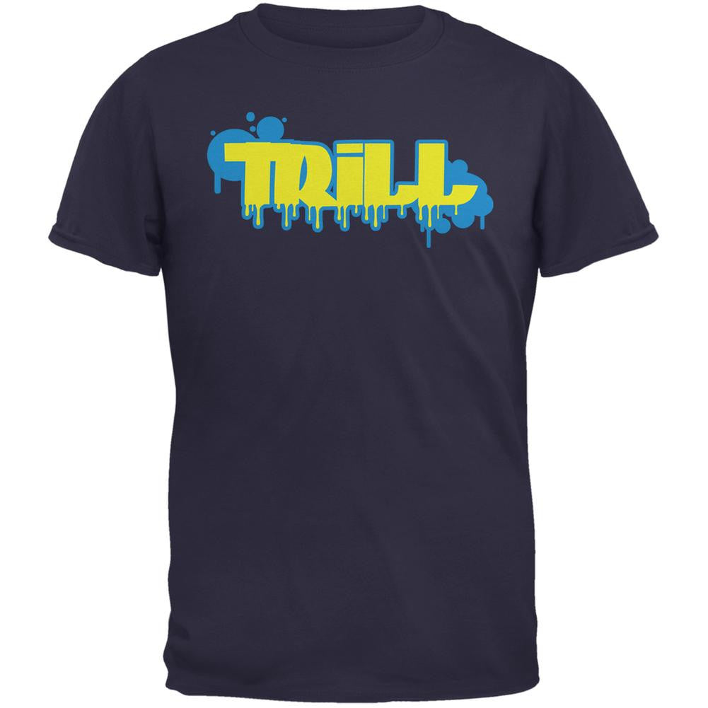 Trill Graffiti Navy Adult T-Shirt Men's T-Shirts Old Glory 2XL Blue 