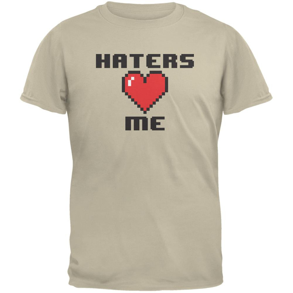 Haters Heart Me 8 Bit Sand Adult T-Shirt Men's T-Shirts Old Glory 2XL Off-White 