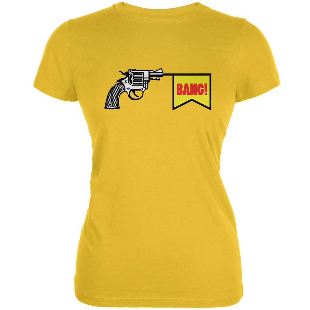 Revolver Bang Bright Yellow Juniors Soft T-Shirt Juniors T-Shirts Old Glory 2XL Yellow 