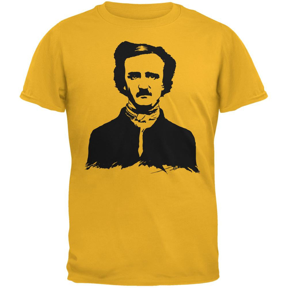 Halloween Edgar Allen Poe Gold Adult T-Shirt Men's T-Shirts Old Glory 2XL Yellow 