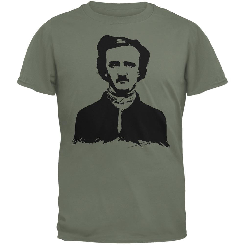 Halloween Edgar Allen Poe Military Green Adult T-Shirt Men's T-Shirts Old Glory 2XL Green 