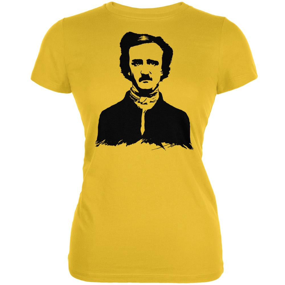 Halloween Edgar Allen Poe Bright Yellow Juniors Soft T-Shirt Juniors T-Shirts Old Glory 2XL Yellow 