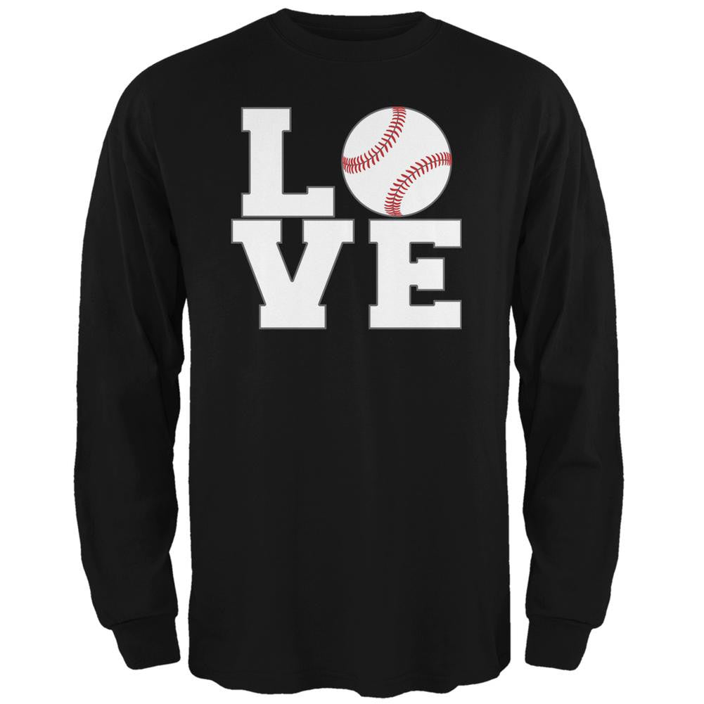 Baseball Love Black Adult Long Sleeve T-Shirt Men's Long Sleeves Old Glory 2XL Black 