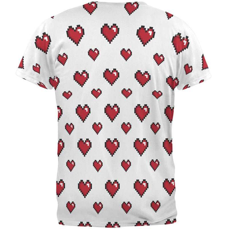 8 Bit Hearts All Over Adult T-Shirt Men's T-Shirts Old Glory   