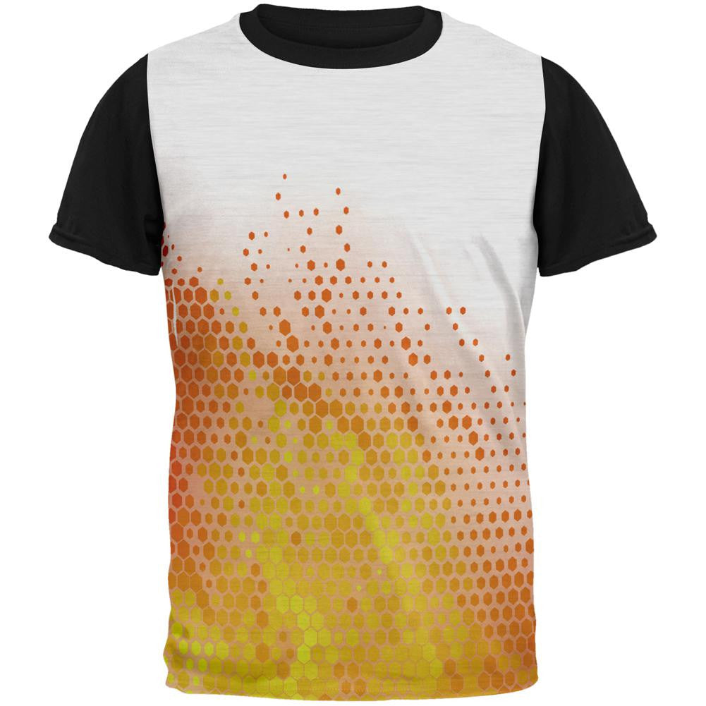Orange and White Digital Fire Adult Black Back T-Shirt Men's T-Shirts Old Glory SM Multi 