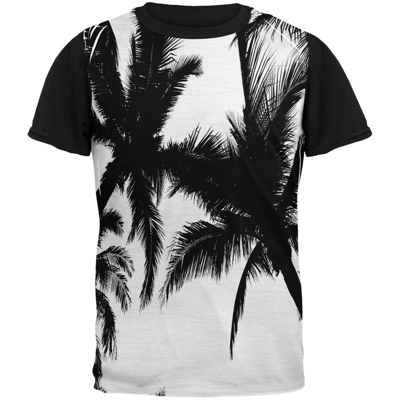 Black and White Palm Tree Silhouette Adult Black Back T-Shirt Men's T-Shirts Old Glory 2XL Multi 