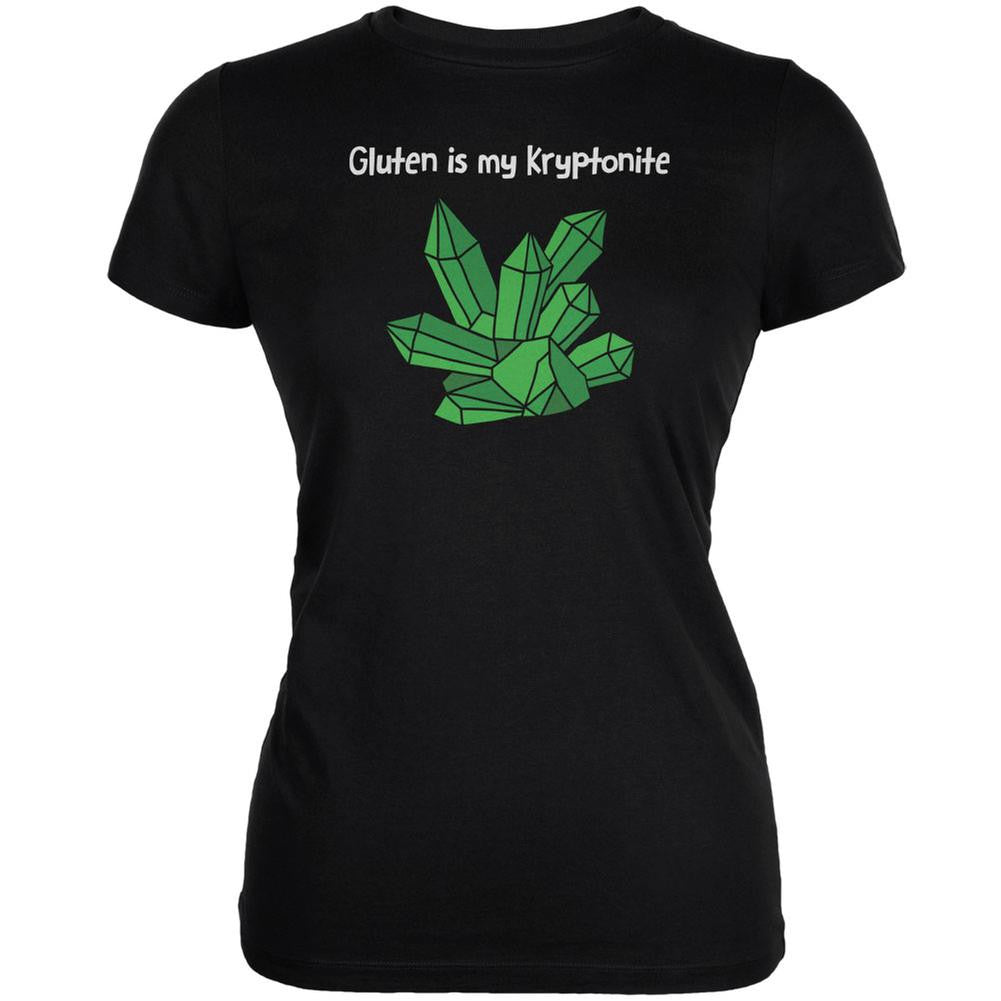 Gluten is My Kryptonite Black Juniors Soft T-Shirt Juniors T-Shirts Old Glory SM Black 